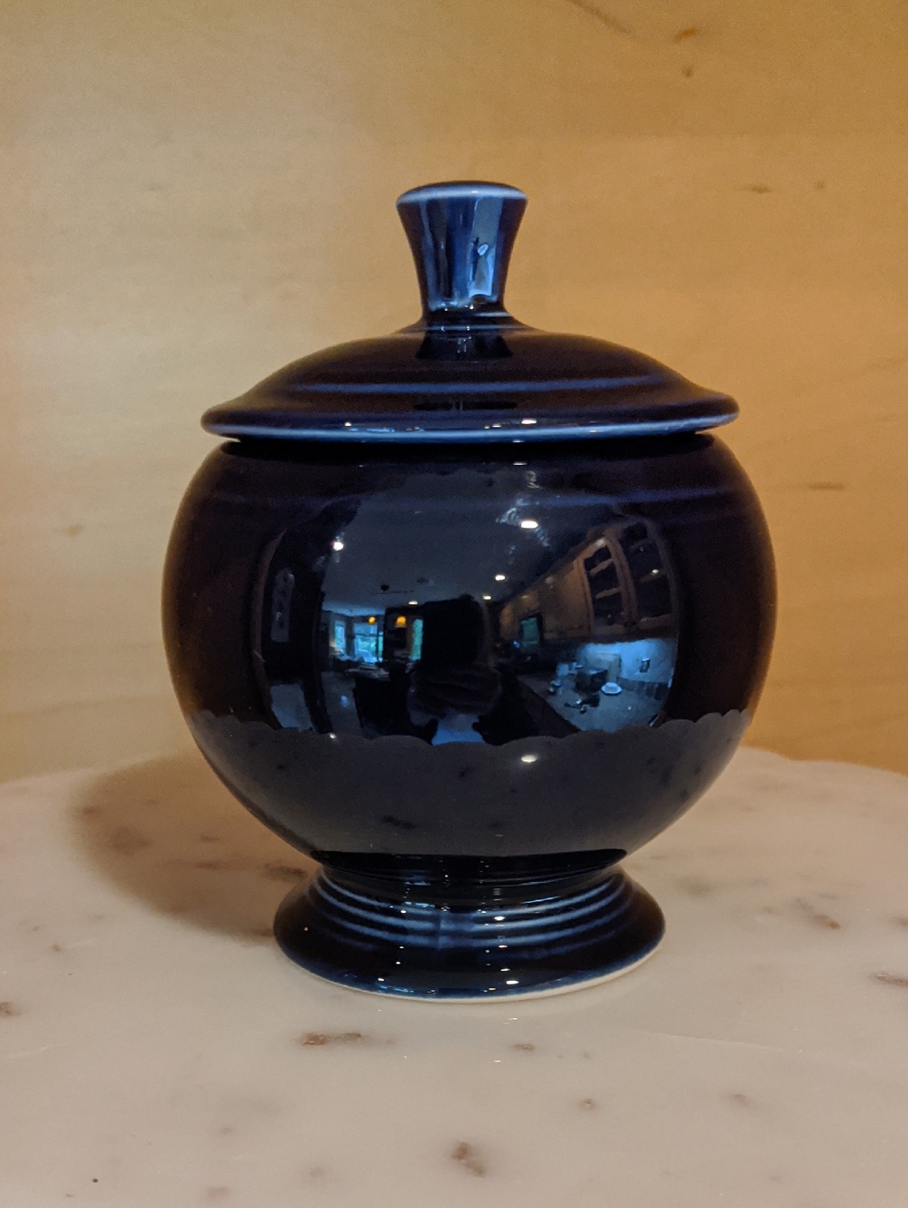 Fiestaware Cobalt Blue Individual Footed Covered Sugar Bowl Lid New Htf